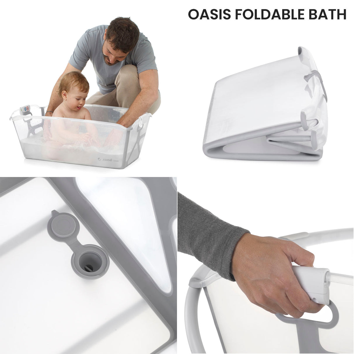 Jane Oasis Folding Bathtub, White