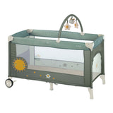 Jané One Level Toys Travel Cot with Activity Arch & Zip Window, Botanic