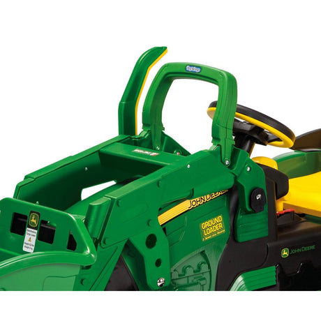 John Deere Ground Loader 12 Volt Electric Bulldozer + Stake-Side Trailer, 3+ years