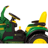John Deere Ground Loader 12 Volt Electric Bulldozer + Stake-Side Trailer, 3+ years