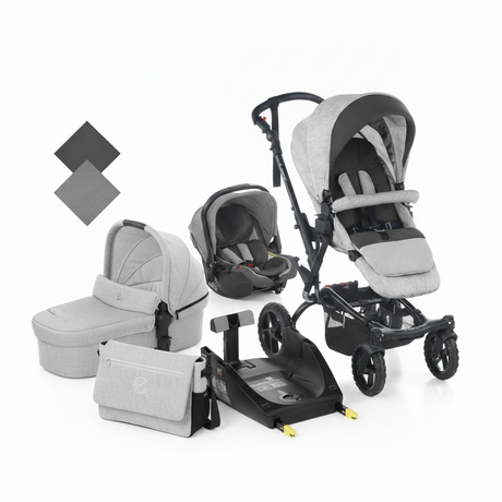 Jané Crosswalk-R All-Terrain Travel System with Carrycot & Koos iSize R1, Tech Mouse / Black Grey