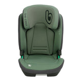 Green car seat with 'be cool' branding on a white background