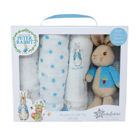 Rainbow Designs Peter Rabbit Soft Toy & Muslin Gift Set