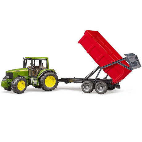 Bruder John Deere 6920 Toy Tractor with Red Tipping Trailer, Scale 1:16