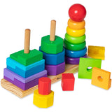 Melissa & Doug Geometric Shape Sorting Stacker Wooden Toddler Toy