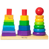 Melissa & Doug Geometric Shape Sorting Stacker Wooden Toddler Toy