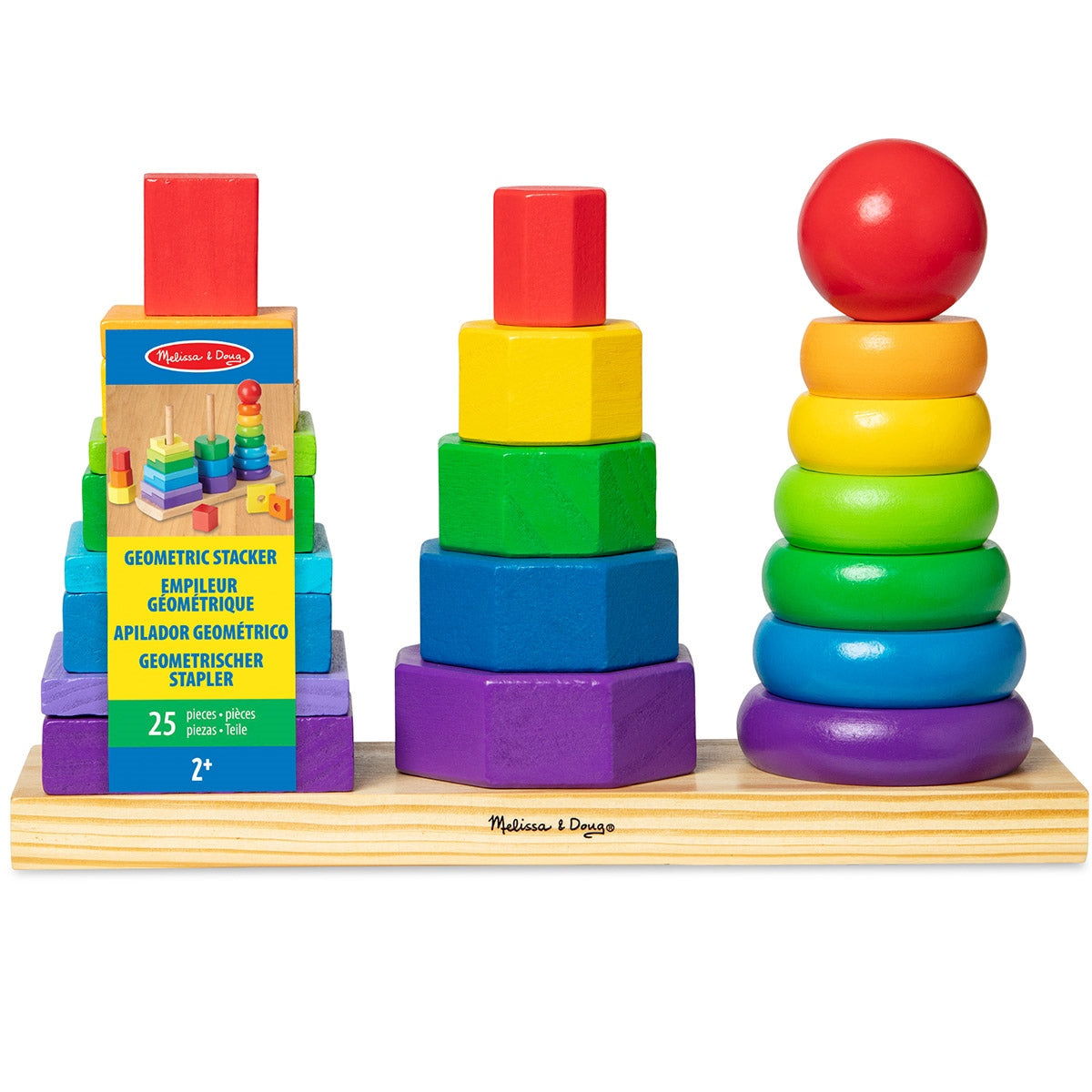 Melissa & Doug Geometric Shape Sorting Stacker Wooden Toddler Toy