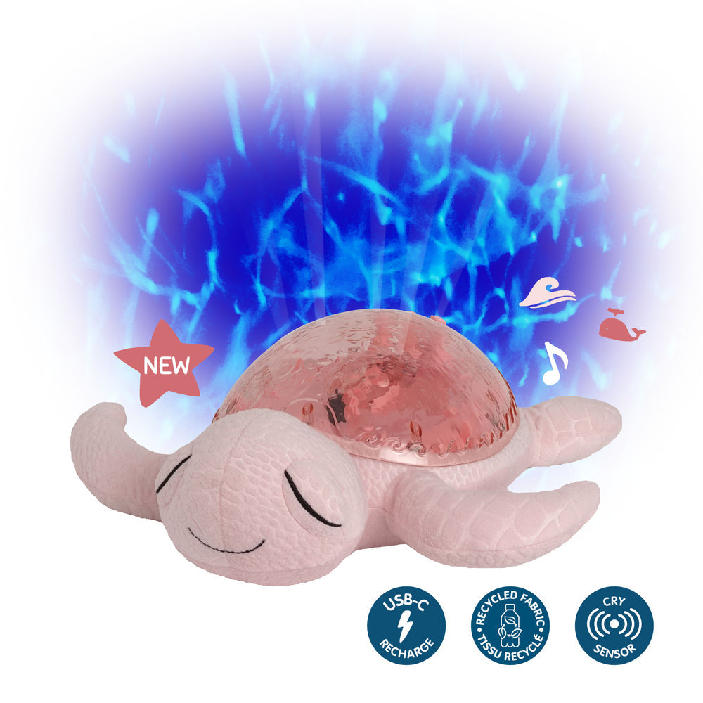 Cloud B Rechargeable Tranquil Turtle Night Light with Ocean Projection & Cry Sensor, Pink