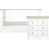 CuddleCo Clara 2 Piece Nursery Furniture Set (Cot Bed & Dresser) - White/Ash