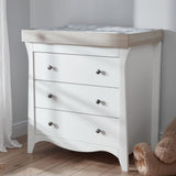 CuddleCo Clara 2 Piece Nursery Furniture Set (Cot Bed & Dresser) - White/Ash