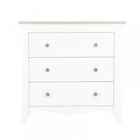 CuddleCo Clara 2 Piece Nursery Furniture Set (Cot Bed & Dresser) - White/Ash