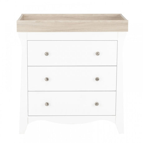 CuddleCo Clara 2 Piece Nursery Furniture Set (Cot Bed & Dresser) - White/Ash