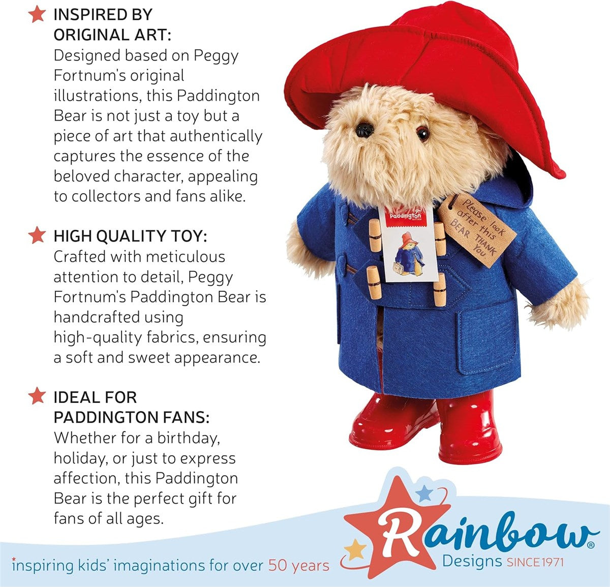 Rainbow Designs Peggy Fortnum's 35cm Classic Paddington Bear Collectable Toy