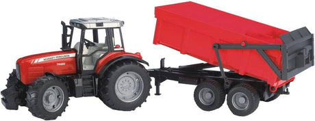 Bruder Massey Ferguson 7480 with Tipping Trailer, Toy Tractor Scale 1:16