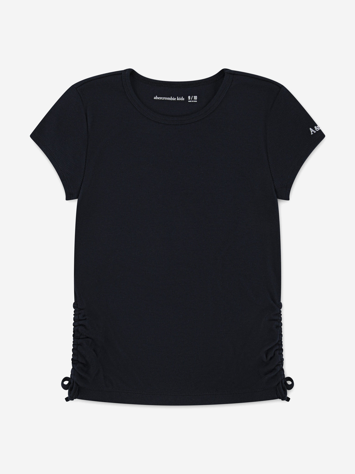 Abercrombie & Fitch Girls Ruched Side Bow T-Shirt in Black