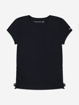 Abercrombie & Fitch Girls Ruched Side Bow T-Shirt in Black