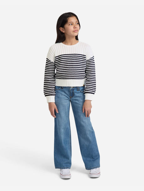 Abercrombie & Fitch Girls Striped Slash Neck Jumper in White