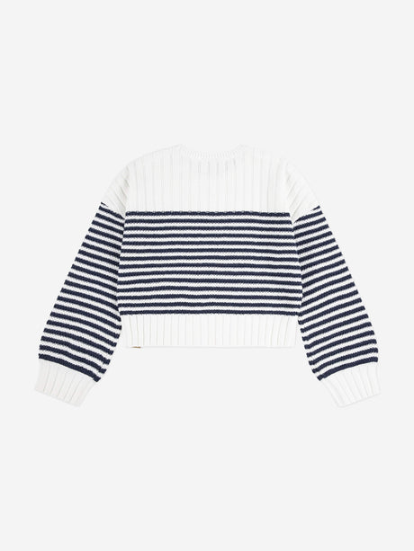 Abercrombie & Fitch Girls Striped Slash Neck Jumper in White