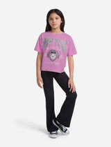 Abercrombie & Fitch Girls New York Crest Boxy T-Shirt in Pink