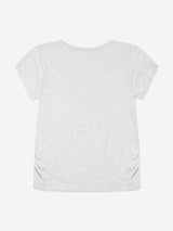 Abercrombie & Fitch Girls Pearl Bow Ruched T-Shirt in Grey