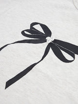 Abercrombie & Fitch Girls Pearl Bow Ruched T-Shirt in Grey