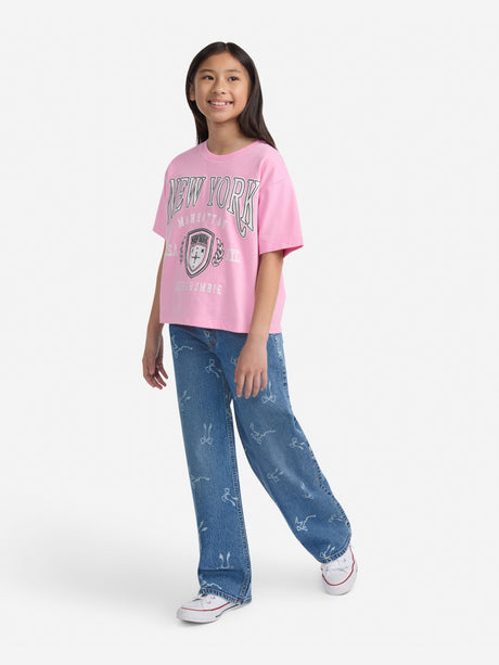 Abercrombie & Fitch Girls HR Discharge Wide Leg Jeans in Blue