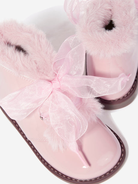 Andanines Girls Patent Leather Boots in Pink