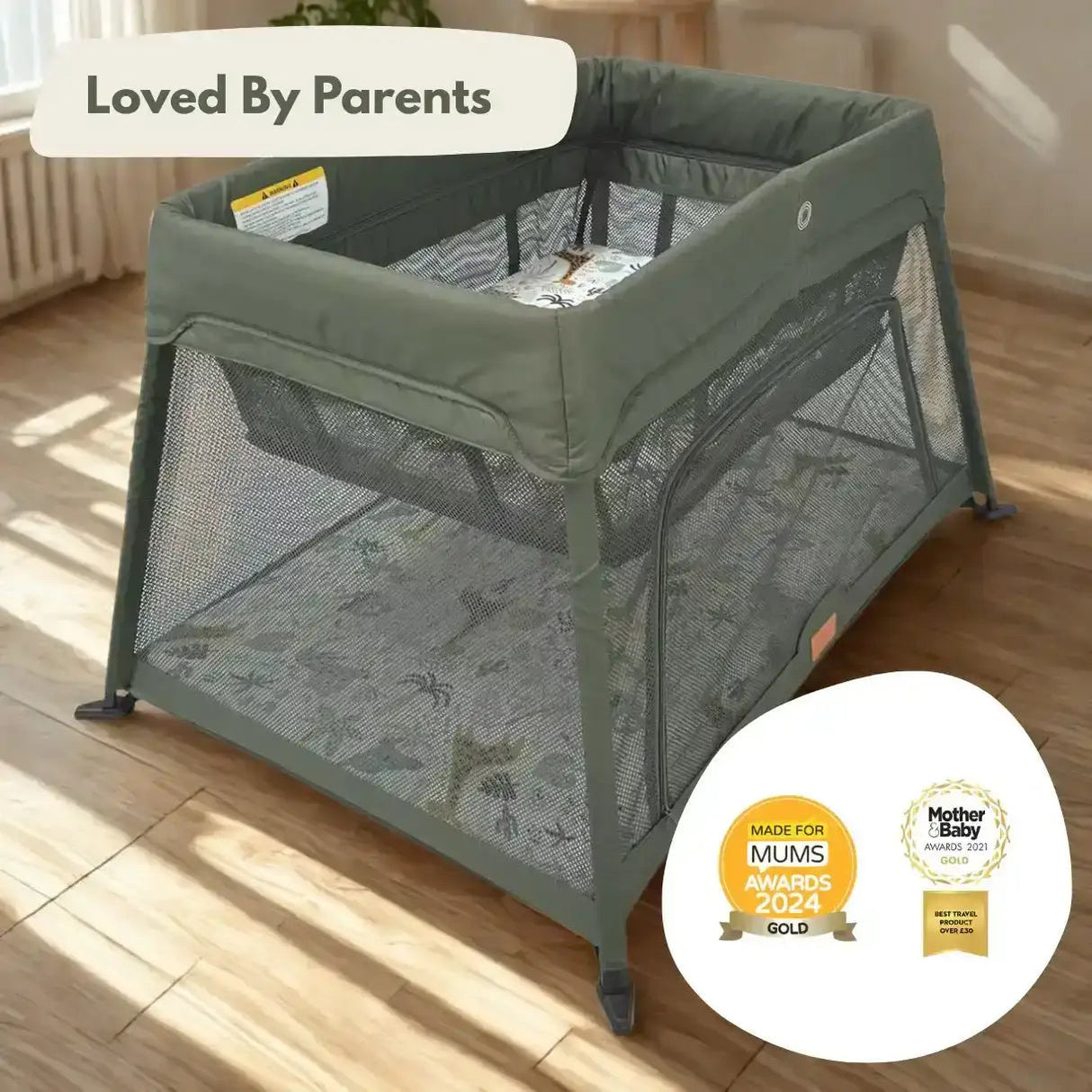 Airpod 3 Travel Cot Includes Newborn Bassinet Insert - Green