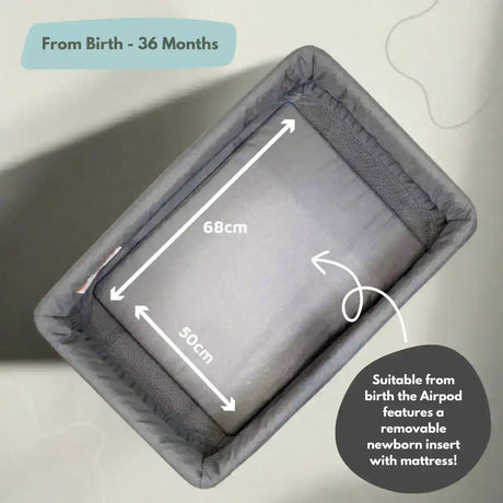 Airpod 3 Travel Cot Includes Newborn Insert - Light Grey