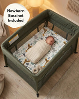 Airpod 3 Travel Cot Includes Newborn Bassinet Insert - Green