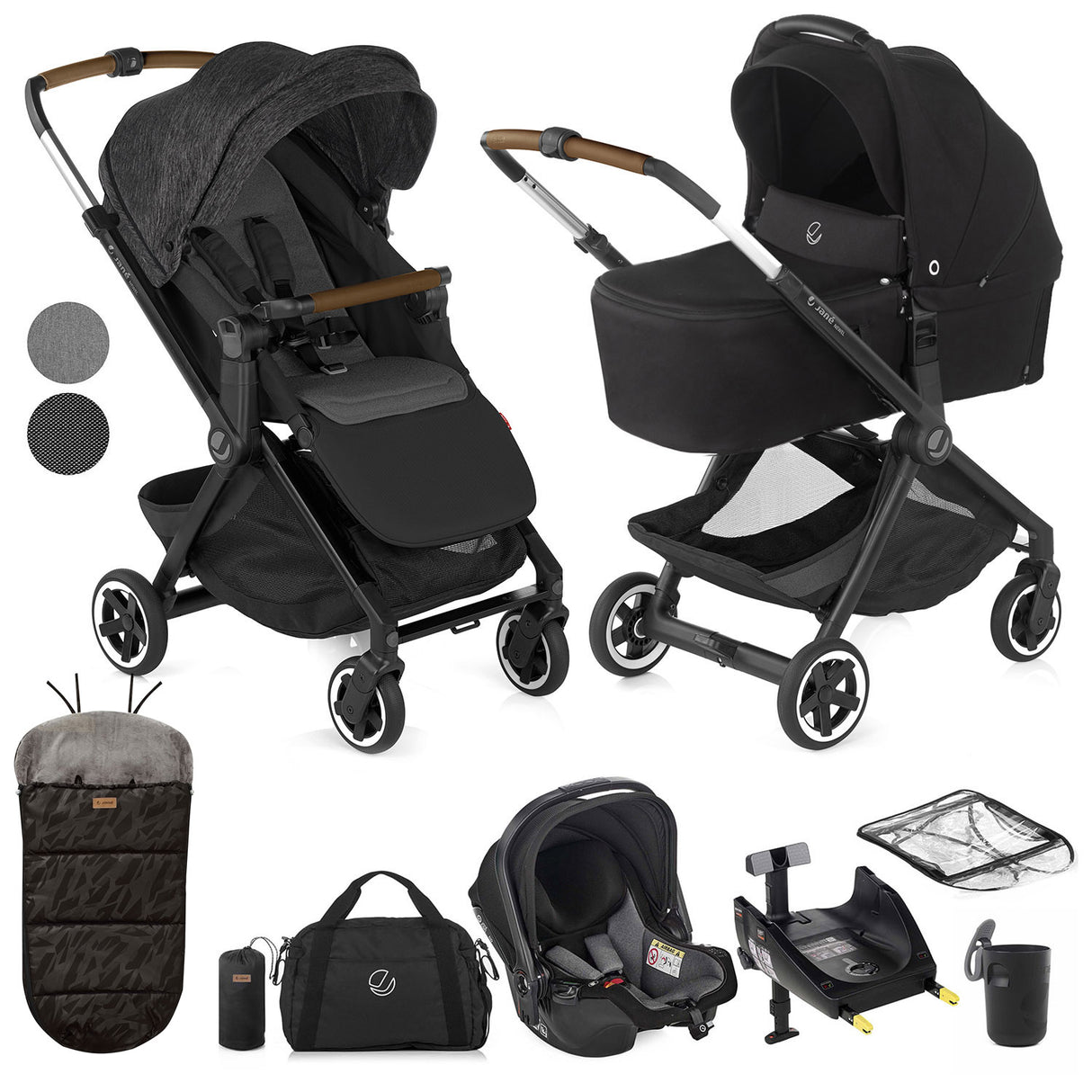 Jané Newel 10-Piece Complete Travel System Bundle  - Cold Black