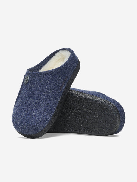 BIRKENSTOCK Boys Zermatt Felt Shearling Slippers in Navy