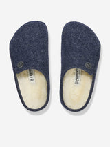 BIRKENSTOCK Boys Zermatt Felt Shearling Slippers in Navy