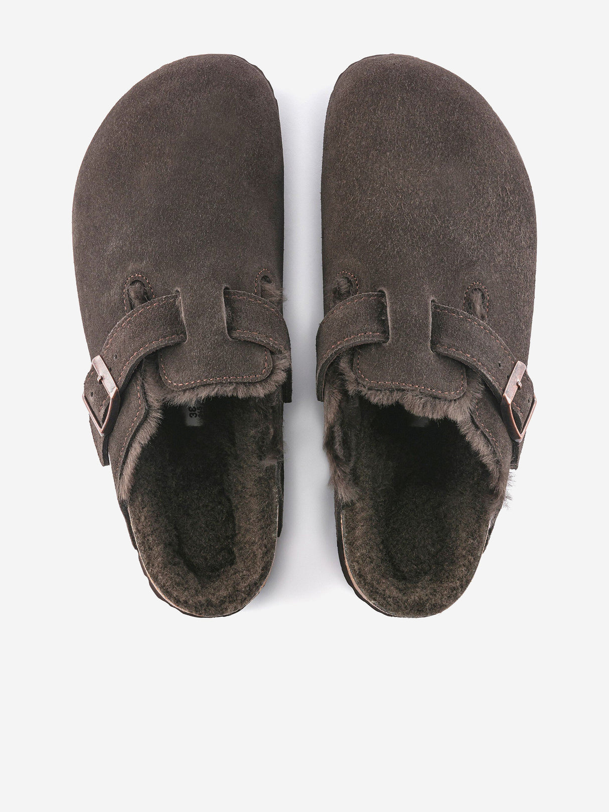 BIRKENSTOCK Boston Shearling Suede Clogs in Brown