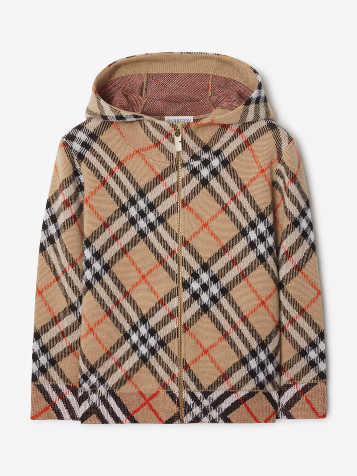 Burberry Boys Jimmy Check Zip Up Top in Beige