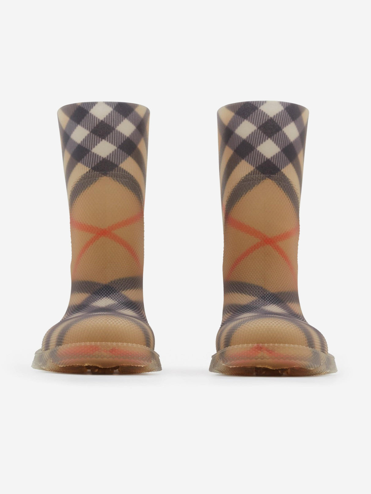 Burberry Kids Check Rubber Marsh High Boots in Beige