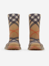 Burberry Kids Check Rubber Marsh High Boots in Beige