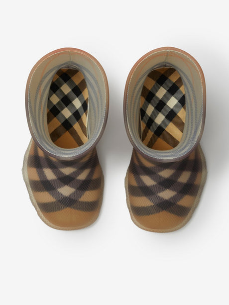 Burberry Kids Check Rubber Marsh High Boots in Beige