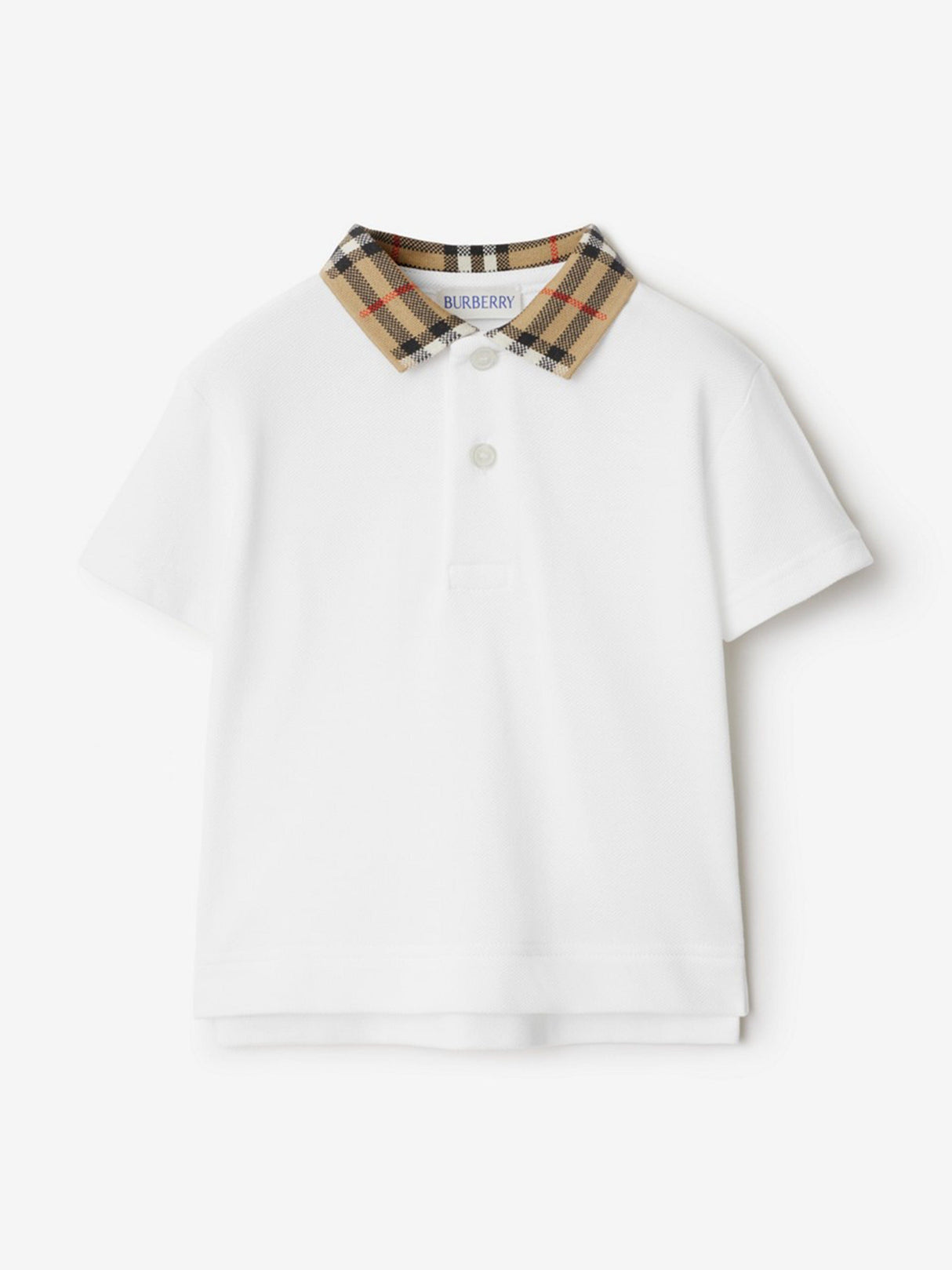 Burberry Baby Boys Johane Check Collar Polo Shirt in White