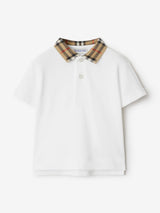 Burberry Baby Boys Johane Check Collar Polo Shirt in White