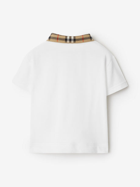 Burberry Baby Boys Johane Check Collar Polo Shirt in White