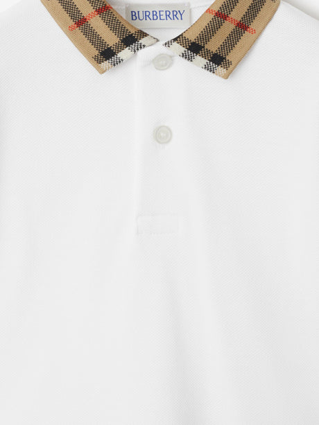 Burberry Baby Boys Johane Check Collar Polo Shirt in White