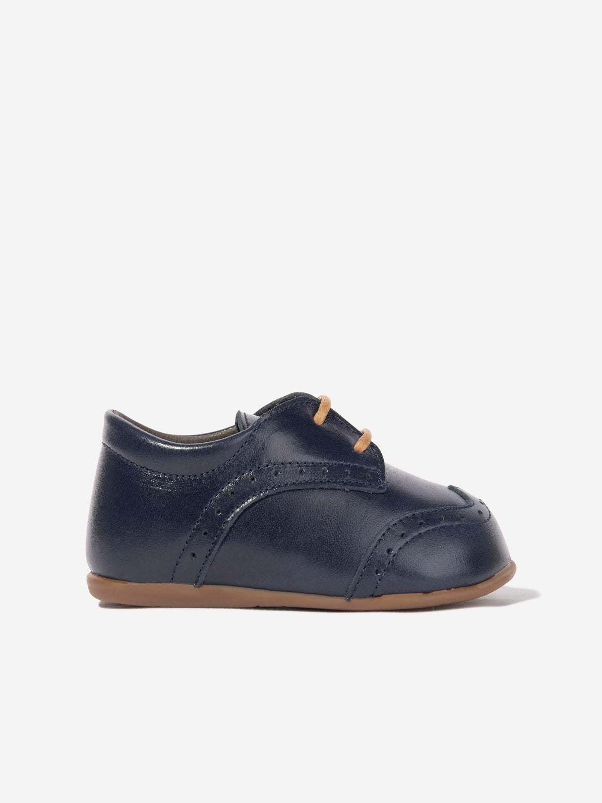 BABYWALKER Baby Boys Leather Lace Up Shoes in Navy