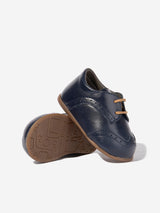 BABYWALKER Baby Boys Leather Lace Up Shoes in Navy