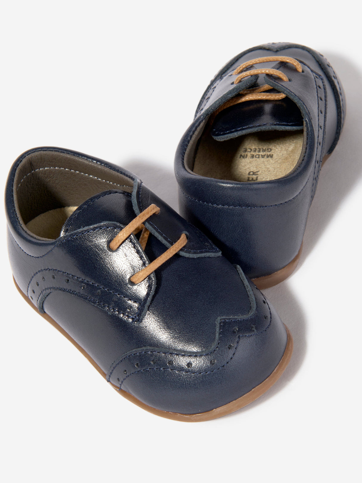BABYWALKER Baby Boys Leather Lace Up Shoes in Navy
