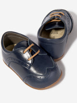 BABYWALKER Baby Boys Leather Lace Up Shoes in Navy