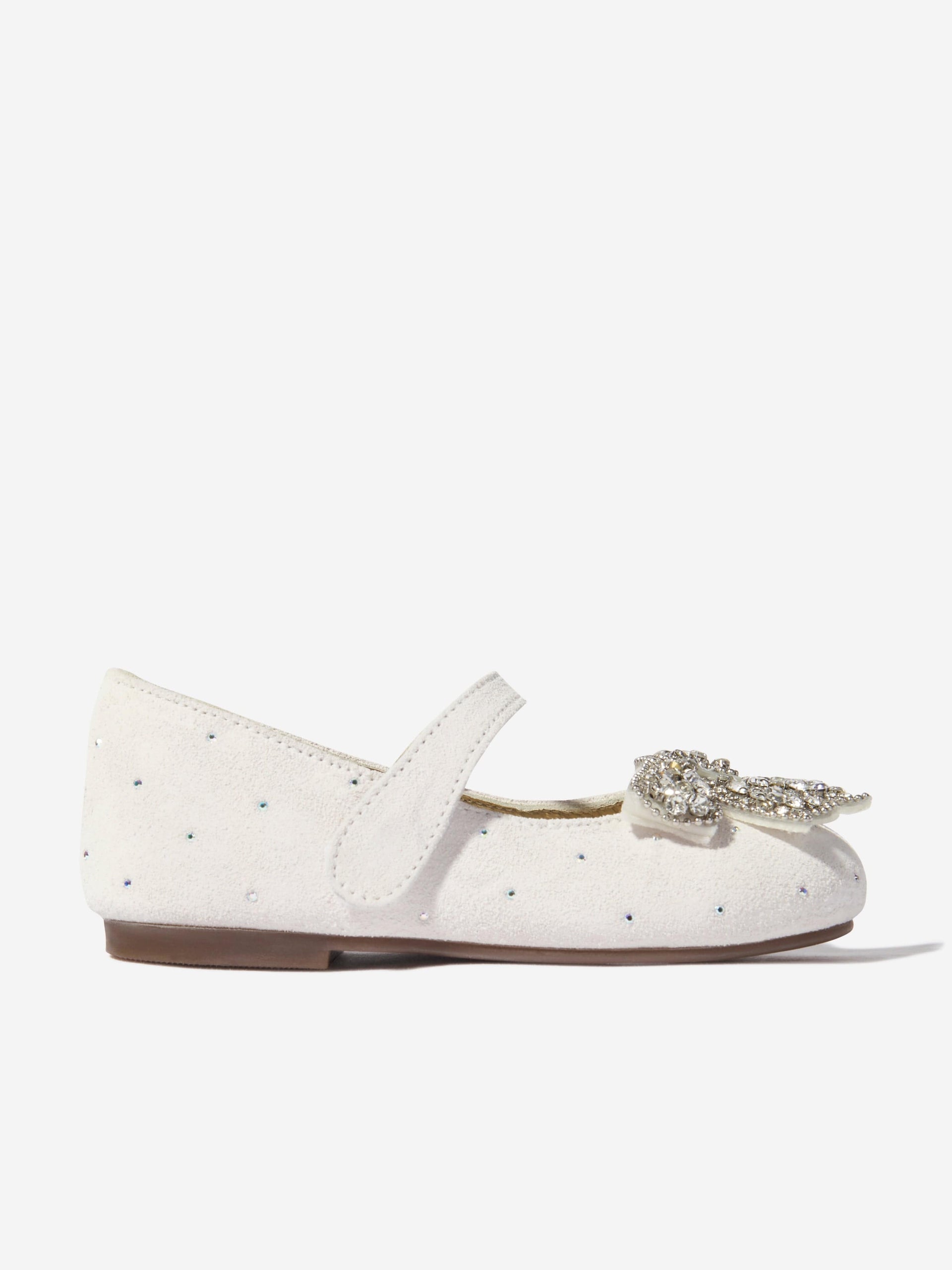 Suede Swarovski Bow Ballerinas