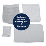 Jane Baby Side Crib + 4 Piece Bedding Set & Safety Mattress, Star