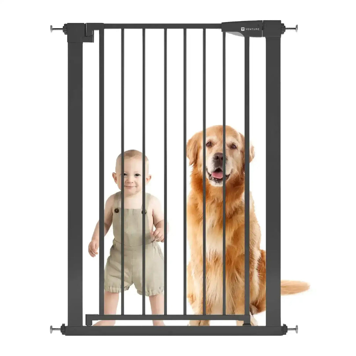 Venture Q-Fix 110cm Extra Tall Pressure Fit Baby & Pet Safety Gate - 73-80cm - Black