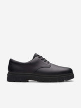 Clarks Boys Leather Lorcam Loop Shoes in Black (Wide Fit)